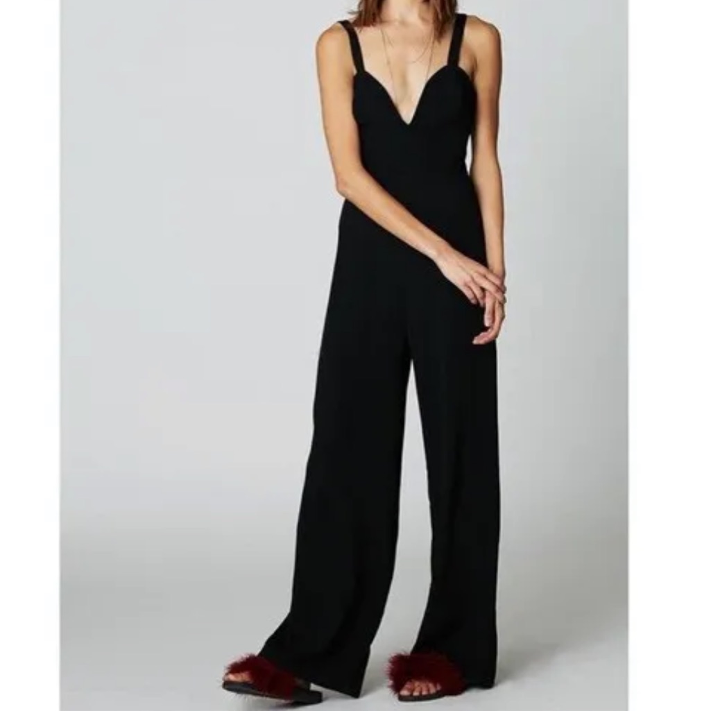 Flynn Skye Lace Up Back Wide Leg Jumpsuit Black Xs